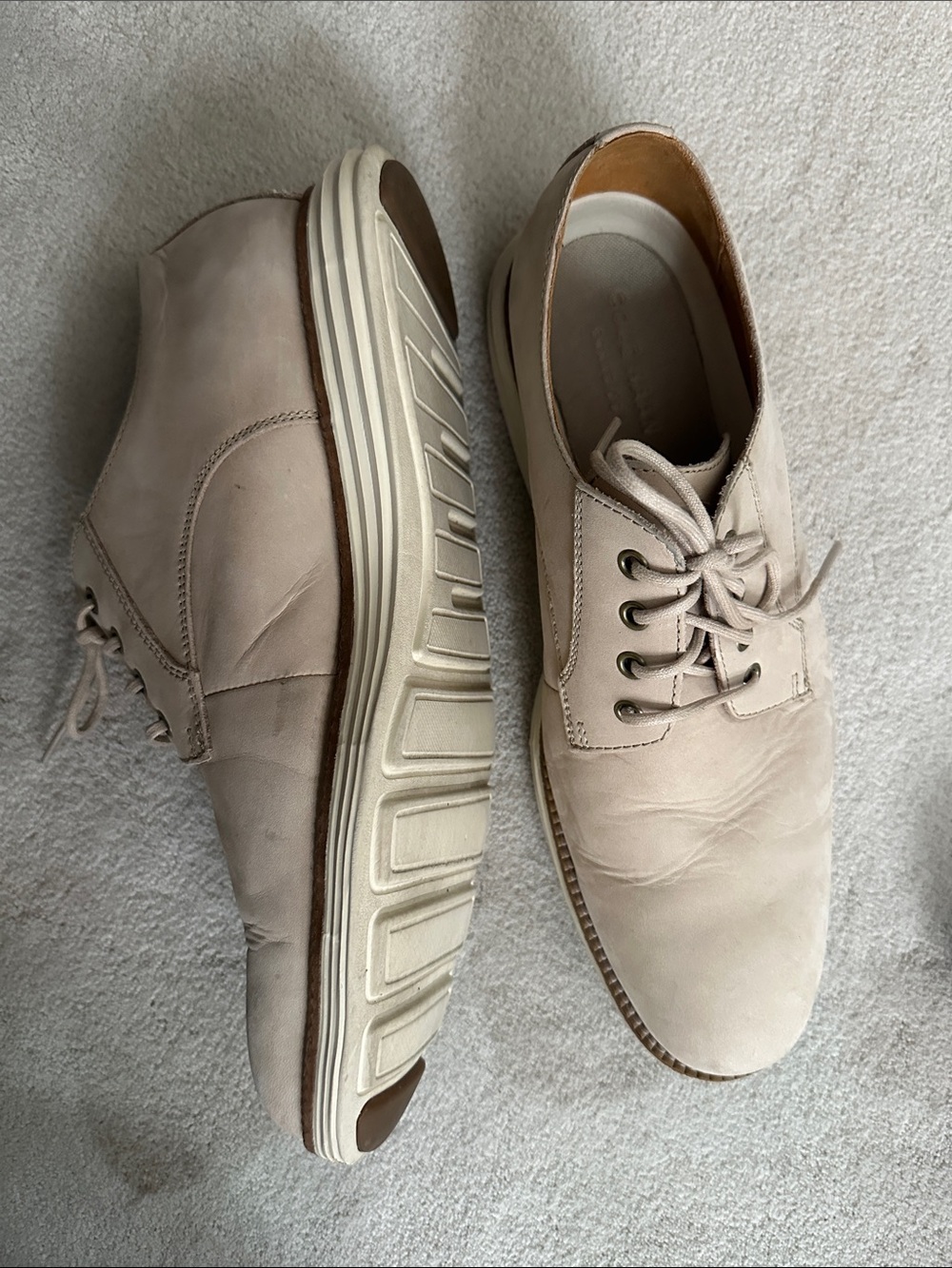 Men's Cole Haan Beige Lace-Up Casual Dress Shoes